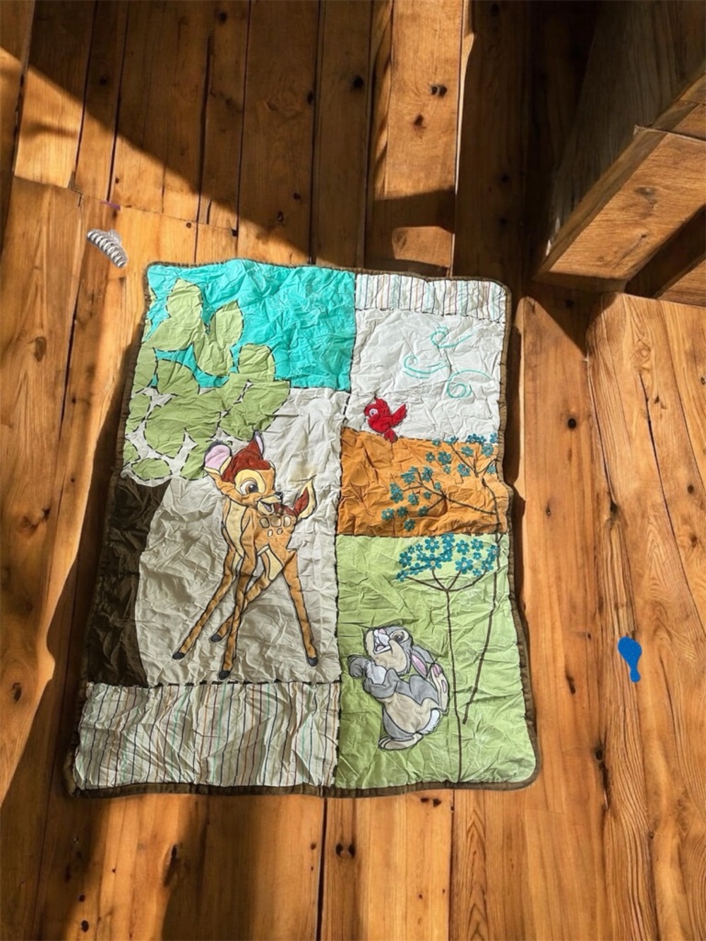 VINTAGE Bambi Patchwork Baby Quilt - Multicolor